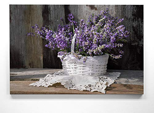 BilderKing Traumhaftes Leinwandbild - Deko im Korb - als 90x60cm großes Wandbild. Perfekt als Hintergrund und Deko für Wohnzimmer & Schlafzimmer. Aufgespannt auf Holzrahmen