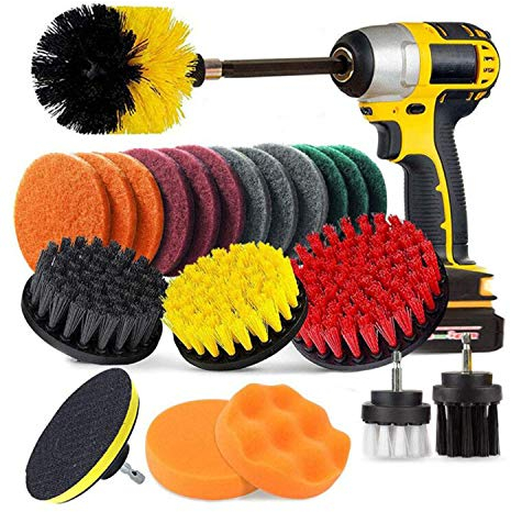 Bond Hardware 22 Piece Drill Brush Cleaning Tool Attachment Kit for Scrubbing Cleaning Tile, Grout, Shower, Bathtub, and All Other General Purpose Scrubbing
