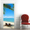 A.Monamour Türtapete Selbstklebend Türfolie Türposter 3D Stühle Am Sandstrand Palme Blaues Meer Tropische Landschaft Natur Vinyl Folie Türdeko Tapete Wandbild Türaufkleber Türtattoo 85 x 215 cm