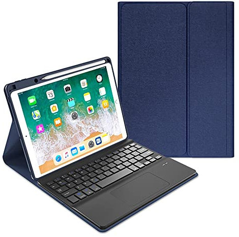 QYiiD Tastatur Hülle mit Touchpad für iPad Pro 12.9 Zoll 2017/2015 - Ultradünn leicht Schutzhülle mit Bluetooth TouchPad Tastatur, Stifthalter und Auto Schlaf/Wachen, Deutscher QWERTZ Layout, Schwarz