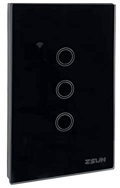Wifi Smart Interruttore Parete Italiana Intelligente Pannello Touch LED (3 gang, Nero)