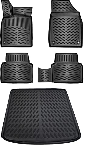 ELMASLINE 3D Gummimatten & Kofferraumwanne Set für Skoda ENYAQ iV 2021-2025 (Passt nur in den Oberen Ladeboden) | Zubehör | Fußmatten + Kofferraummatte