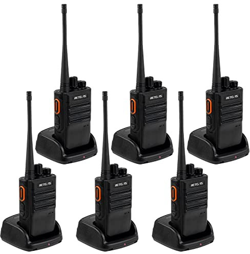 Retevis RB646 Walkie Talkie Portable, IP67 Waterproof 2 Way Radio, Emergency Alarm, PMR446 Walkie Talkies for Adults Long Range for Hotel Restaurant(Black, 6Pcs)