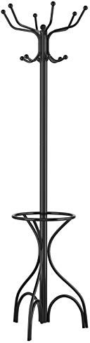 COSTWAY Metal Coat Rack, 12 Hooks Freestanding Clothes Hat Hanger Stand, Home Office Bedroom Entryway Storage Organiser Display Hall Tree, 190cm/200cm (Black, Triangular Base with Umbrella Stand)