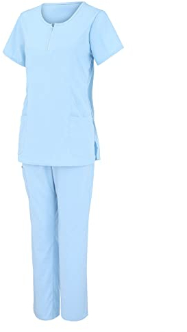 thuthu Kasack-Sets Damen Pflegebekleidung Reißverschluss V-Ausschnitt Tshirt Und Hose Mit Taschen Arbeitsuniform Set Mit Kasack Und Hose Pflege Berufsbekleidung Arbeitskleidung Kasacks Set