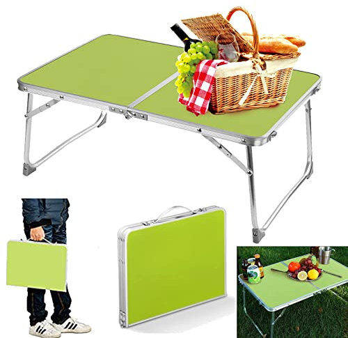 Portable Aluminium Small Folding Camping Table 60x40x26cm, Lightweight Personal Beach Table for Sand, Outdoor Dining Table for Picnic, Camp, Beach, Fishing, BBQ, Mini Bike Hike Camping Accessories