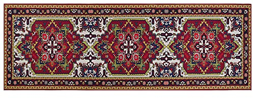 Beliani Teppich Läufer bunt rot orientalisches Muster rutschfest 70 x 200 cm Colachel