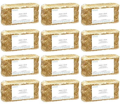 Ashland - Pacas decorativas de paja natural de 13 pulgadas para bodas, cumpleaños, baby shower, vacaciones, paquete de 12 unidades