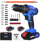 26 PCS Cordless Drill Driver Electric Screwdriver Set, Portable Drill Driver w/2 Variable Speed for DIY Drilling Walls, 25+1 Torque Power Drills, LED Work Light Kitbox, 2x1500mAh Battery Combi Driver