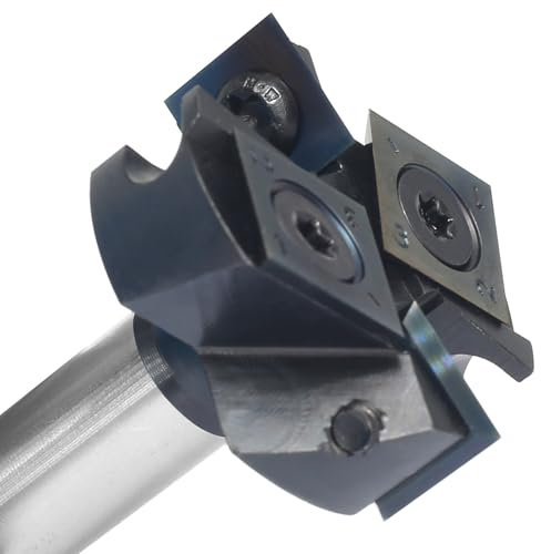 Akylin DLC Coating CNC Spoilboard Surfacing Router Bits,Plain Milling Cutter 1-1/2 Cutting Dia.1/2 Shank Planer Bits,for Wood Slab Flattening,Rabbeting and Planing,2+2 Indexable Insert Knife