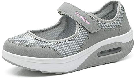 LYBANG Damen Nordic Walking Schuhe Outdoor Fitnessschuhe Atmungsaktive Mesh Schuhe Sport Slipper mit Klettverschluss Sportschuhe Tanzschuhe Sneaker Turnschuhe Laufschuhe