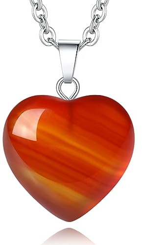 XIANNVXI Red Heart Pendant Carnelian Necklace Red Necklaces for Women Crystal Heart Necklaces Gemstone Pendant Reiki Jewellery Necklace Gifts