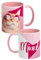 Katzen Tasse - Miau! - Katze Kaffeetasse Becher Kaffeebecher aus Keramik Rosa Weiß 320 ml
