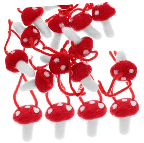 HOMSFOU Felt Mushroom Christmas Decorations 12pcs Xmas Hanging Ornament Christmas Tree Ornament Pendant Diy Arts Crafts Supplies for Xmas Wedding Holiday Decor