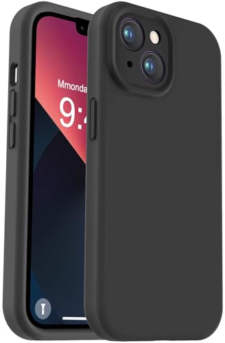 Vooii Compatible with iPhone 13 Case, Liquid Silicone Upgrade [Camera Protection] [Fit for Battery Charger Cases] Shockproof Phone Case for iPhone 13 6.1 inch - Black