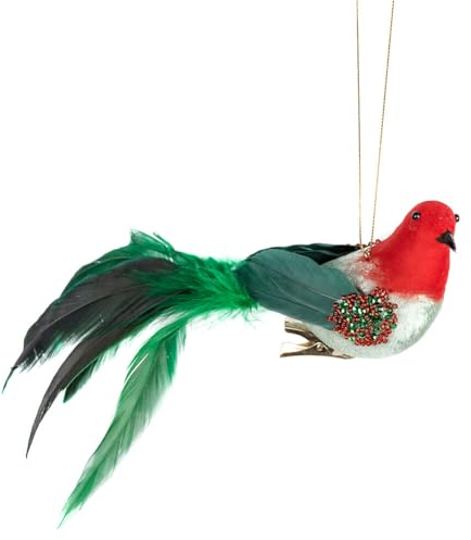 Surakey Vogel Weihnachtsschmuck,Vogel Weihnachtsbaumschmuck, Vogel Anhänger Weihnachts Dekoration Hängender Schmuck Feder Vogel Hängende Ornament für Weihnachtsbaum Fensterschmuck