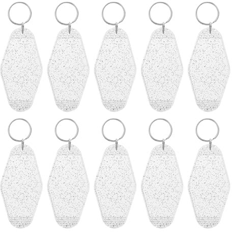 PATIKIL Porte-Clés Vintage pour Motel, Lot de 10 Porte-Clés Vierges en Forme de Losange Rétro pour Bricolage, Ornements pour Sac à Dos, Transparent Blanc Avec Des marque.