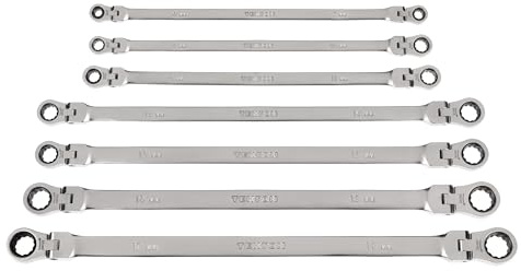 TEKTON Long Flex Head 12-Point Ratcheting Box End Wrench Set, 7-Piece (6-19 mm) | WRB96001