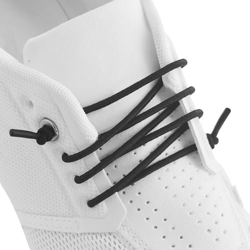 UamGlsob Elastische dünne Schnürsenkel für On Cloud Laufschuhe, ohne binden Gummi Schuhbänder, Elastic Laces Ersatz für Turnschuhe (Black, 24/60cm)