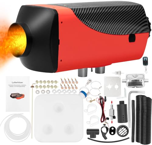 PRIJESSE 5000W Dieselheizung Standheizung 12V, Luftheizung Air Diesel Standheizung Lufterhitzer mit LCD-Display & Fernbedienung Air Diesel Heizung für Wohnmobil Auto LKW Wohnwagen Boot (Rot)