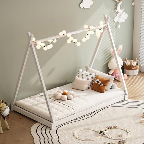 Polsterbett mit Lattenrost und gepolstertem Kopfteil, Einzelbett, Jugendbett, Samtbezug (beige, 90x200 cm)