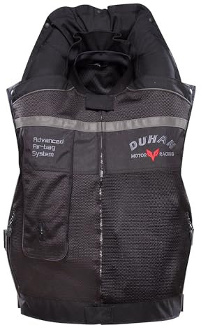 Chaleco Airbag Chaleco De Moto Con Airbag Tejido 600D, Resistente A Las Manchas, Resistente Al Desgaste, Cómodo Y Transpirable Equipo De Protección CE (FR/ES, Letras, M, Regular, Regular, BLACK)