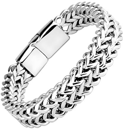 ARHZ Armband Herren - Doppeldeck Edelstahl Armband Herren - Armband Herren Silber - Armkette Herren - Königskette Armband - Personalisierte Herrenarmbänder - Geschenke Für Ehemänner, Freunde, Väter