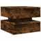 vidaXL Table Basse avec Lumières LED, Bout de Canapé, Table d'Appoint, Meuble de Salon Salle de Séjour Intérieur, Moderne, Chêne Fumé