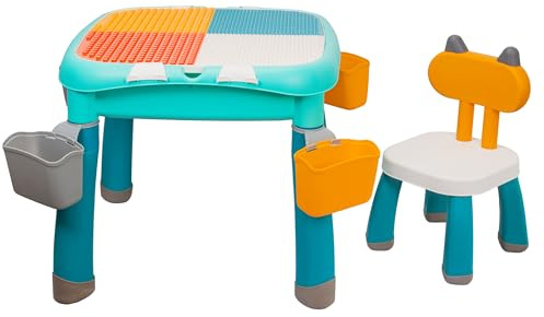 COIL Kindersitzgruppe, Kindertischgruppe, Kinderstuhl, Kindertisch, Kindermöbel, Material: PP+ABS, 2in1 – Blöcke oder Zeichnung (Pastell)
