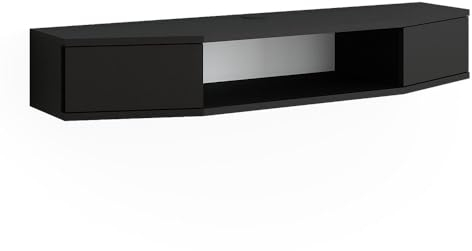 Vicco Lowboard Walter, Fernsehtisch, Schwarz, 110 x 17.4 cm mit 2 Türen