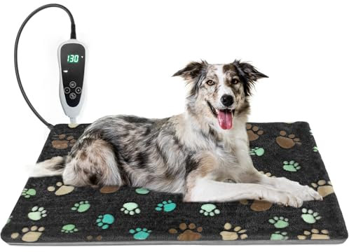 GOLOPET Dog Heating Pad 32x20in Waterproof Pet Heating Pad for Dogs Smart Thermostat Switch, Whelping Supplies Heated Dog Bed,Adding Wire Rope Wires Puppy Heating Pad Mat-with Plush Fabric Cover