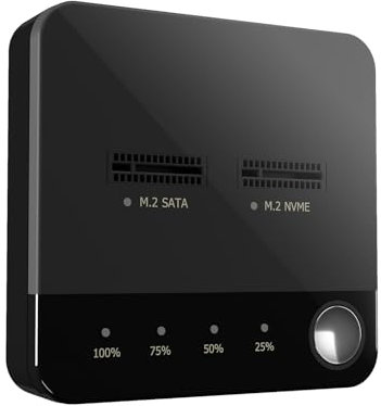 Docooler M.2 NVME/SATA Duplicator M.2 NVME/SATA SSD Cloner Dual-Bay Offline Clone Tool-Free M.2 SSD Enclosure M.2 USB C Adapter Write/Read with PC Plug and Play