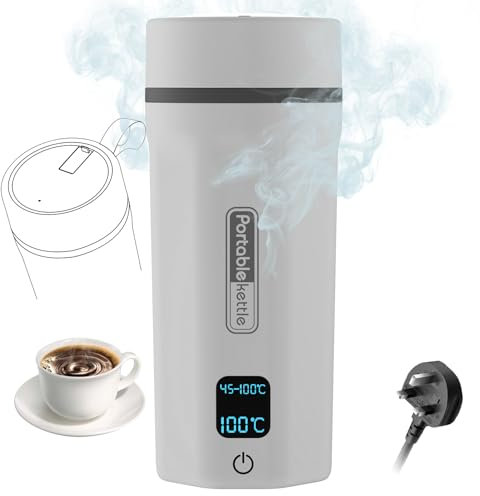 Emooncn 500ML Portable Travel Kettle Fast Boil Quiet Small Kettle Stainless Steel Mini Electric Kettle Auto Shut Off Travel Tea Kettles (Stainless Steel 304, White 43)