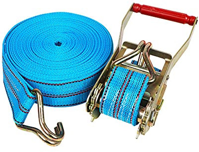 Sangles de Tension, 5000 kg (5 tonnes) 15 m Sangles d'arrimage à cliquet avec Crochets Ceinture de Tension Sangles à cliquet - avec Crochet à Griffe(Width5.5cm)
