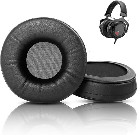 Custom One Pro Plus Ersatz-Ohrpolster Kompatibel mit Beyerdynamic Custom One Pro Plus Headset (Proteinleder & Memory-Schaum)