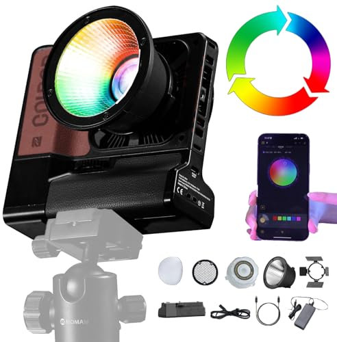 COLBOR W100R RGB, luce video RGB, luce da 100 W, controllo 2,4 G/app, luce fissa da studio CRI 97 +, riduzione del rumore, ventola integrata per disattivare la pellicola Bowens Mount (con scatola
