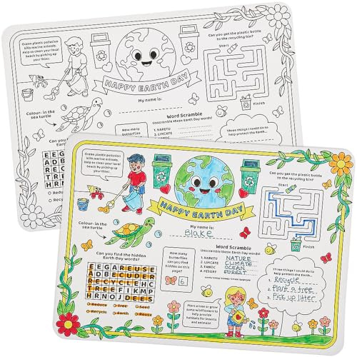 Baker Ross FN392 Earth Day Colour-in Activity Sheets - Pack of 6, Colouring for Kids, Activities for Kids