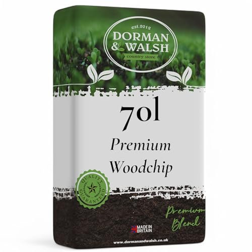 Dorman & Walsh 70L Premium Wood Chip, Nutrient Rich for Mulching, Play Area Surfaces, Poultry runs and Animal Bedding