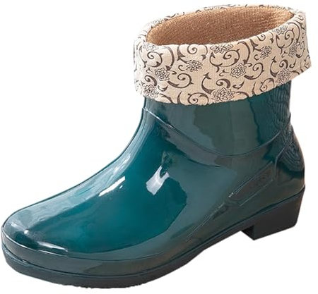 Laquieio Stivali Di Gomma Brevi Offerta Stivali Da Pioggia Medie Molto Comodi Gomma Scarpe Nuovi stili per le donne Stivali Alti Stivali da Acqua Donna Lavoro, Verde, 41 EU