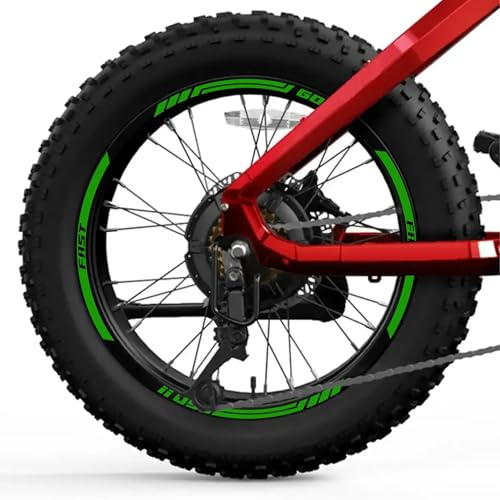 Decalart Aufkleber-Set für Felgen für Fat Bike MTB 20 oder 26 Zoll (60,3 cm) universell, schnell Go Fast Sport, komplettes Set mit 2 Rädern, Aufkleber L032 (064 Limettengrün, 26 Zoll)