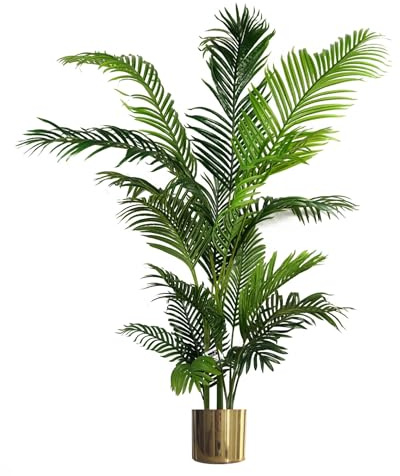 Leaf Large Artificial Palm Tree With Metal Planters
