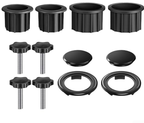 Schirmständer Adapterringe Set mit Stangenstabilisatorhülsen Kunststoff Reduzierringe für Sonnenschirmständer 38 mm 48 mm schwarz