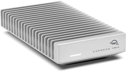 OWC Express 1M2 80Gb/s Portable NVMe SSD USB4 (Thunderbolt5 / USB4 /USB-C) Ultra Fast External SSD Drive with Aluminum Heat Sink, MacBook Pro and Mac Mini M4 (1TB) | Over 6000MB/s - Bus-Powered - Compatible with USB4/Thunderbolt - Solid Aluminum Silently Cools and Protects