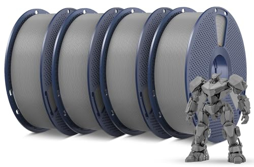SUNLU 4KG PETG Grau Filament 1.75mm, 3D Drucker Filament Grau PETG | Hohe Festigkeit & Zähigkeit PETG 1KG Spule (2,2 lbs) für Meisten 3D Drucker, Maßgenauigkeit +/- 0,02mm, Grau 4000g