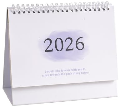 Calendario de escritorio 2026, calendario de escritorio de pie 2025-2026, planificador mensual con encuadernación de alambre, estético para el hogar, apartamento, oficina, escuela, aula, dormitorio
