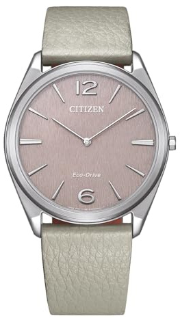 Citizen Eco-Drive Suratto Herrenuhr, Rosa, 38.4 mm, AR3120-41X | Eco-Drive Solar, Keine Batterie Nötig, Saphirglas, 3 bar Wasserdicht, 210 Tage Gangreserve, Lederband