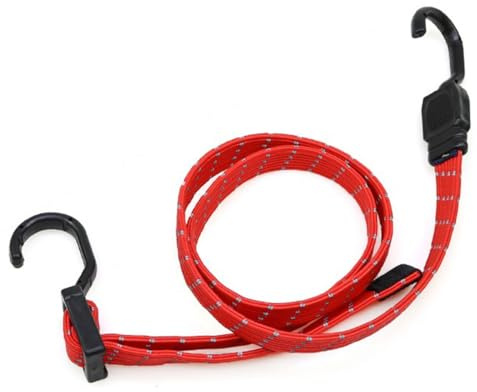 Aniyan 4er Set Verstellbar Spanngummi mit Haken – Reflektierender Elastischer Gepäckspanner mit Metallhaken, Flach Expander Seil 60cm für Motorrad, Fahrrad, Camping & Transport (Rot)