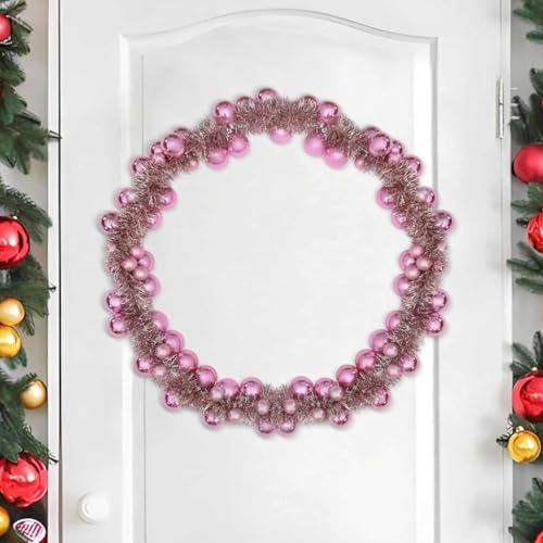 vidaXL Christmas Ball Garland LEDs Pink 186 cm Polystyrene