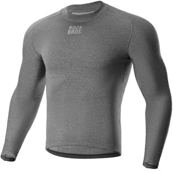 ROCKBROS Fahrradtrikot Herren Langarm Thermo, Merino Mischung Radtrikot, MTB Trikot Jersey Feuchtigkeitsregulierend, Atmungsaktiv für Radsport Outdoor Sport