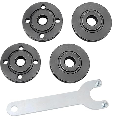 CHENKEE Set of 4 Replacement Parts for Angle Grinder Accessories, 125 mm Universal Angle Grinder Key Set with Flex Key and Flange Wrench, Inner Outer Flange Flange for 125 mm Angle Grinder
